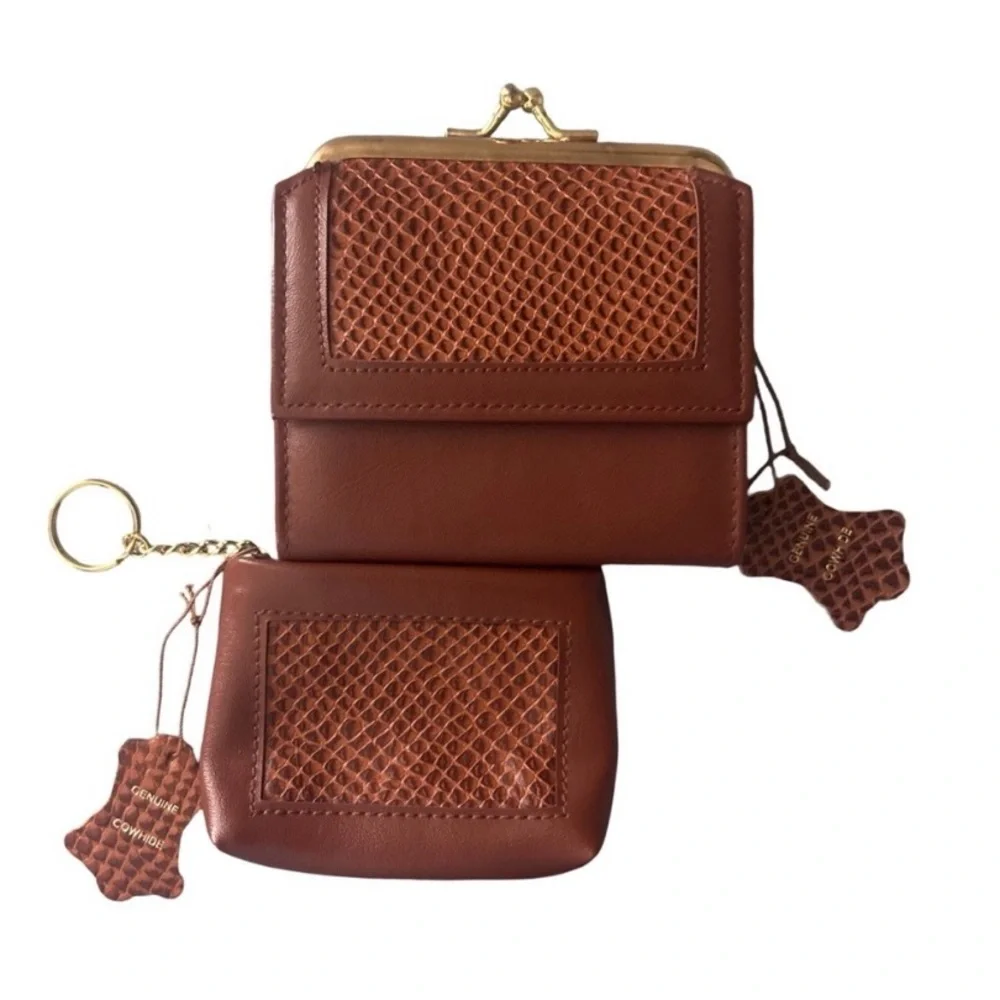 Vintage Avon genuine leather decent wallet set  NWT
